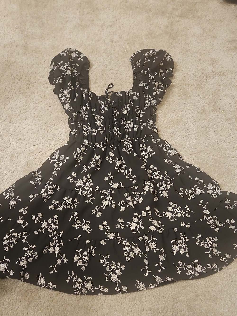 Liberty Love Black Floral Smocked Waist Dress